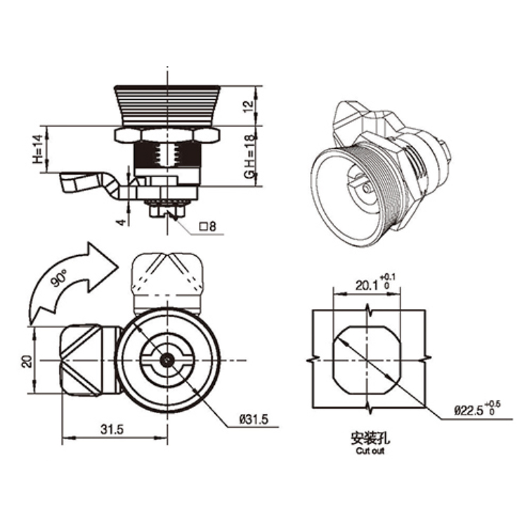Siemens tip alata Cam Lock-A6016