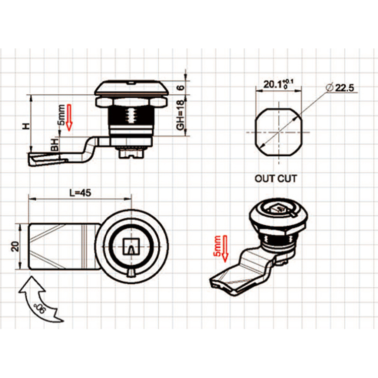 Kratki tip alata Compression Lock-A6025